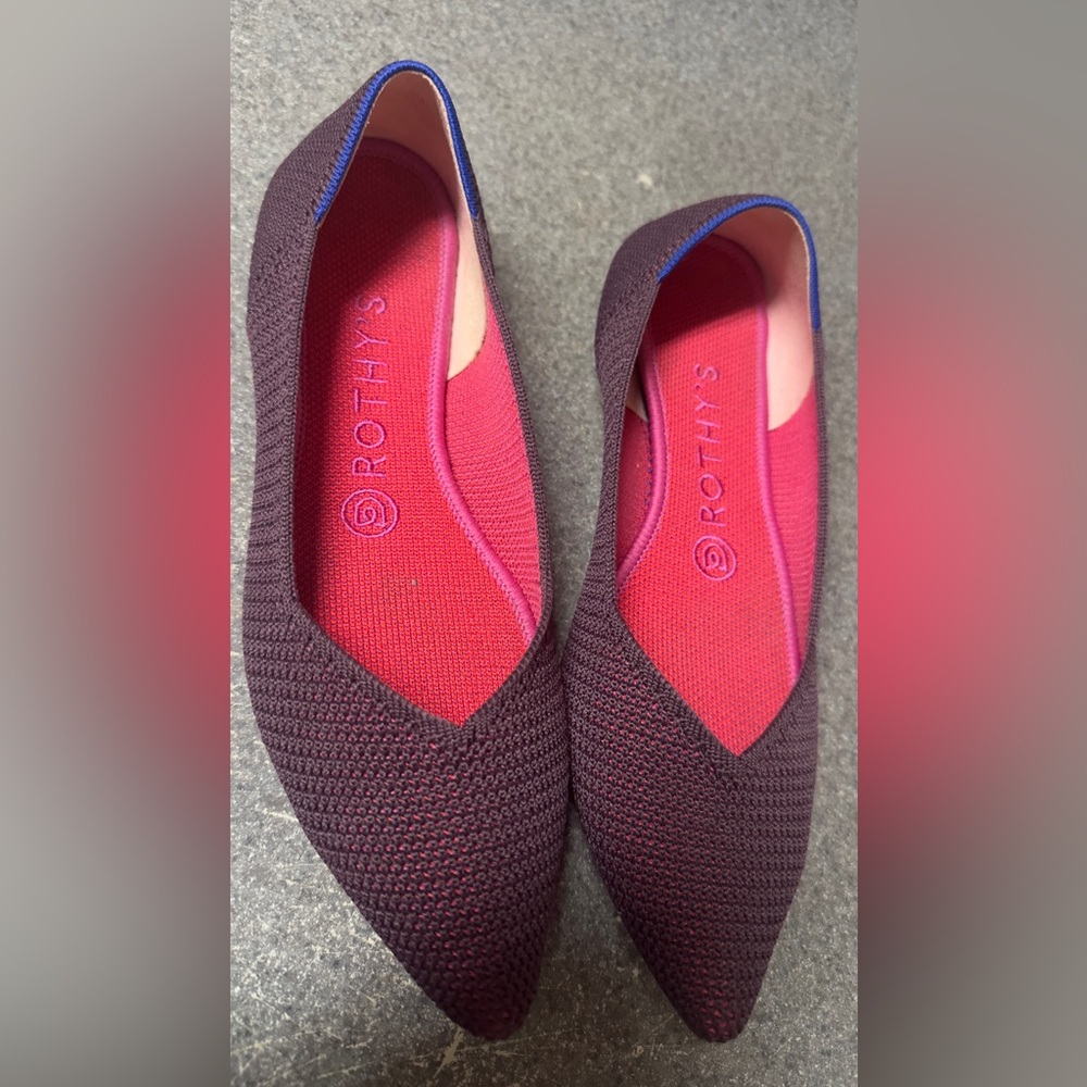 Rothy's Burgundy and Fuchsia Flats (shoe 3)